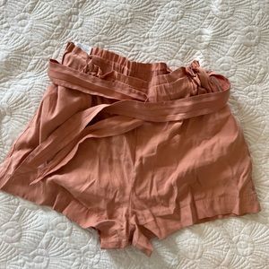 BCBG paper bag shorts in salmon.